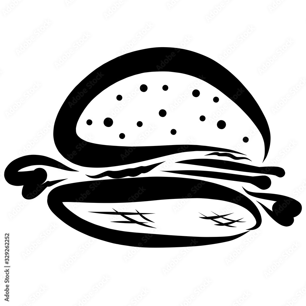 burger, different ingredients with a round bun burger, different ingredients with a round bun