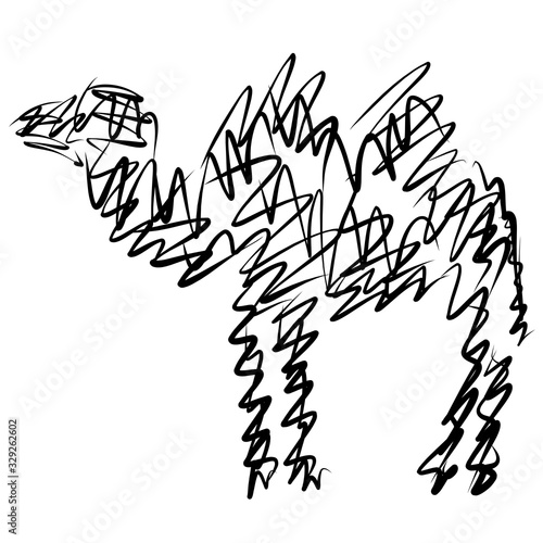 abstract image of a camel with chaotic broken lines