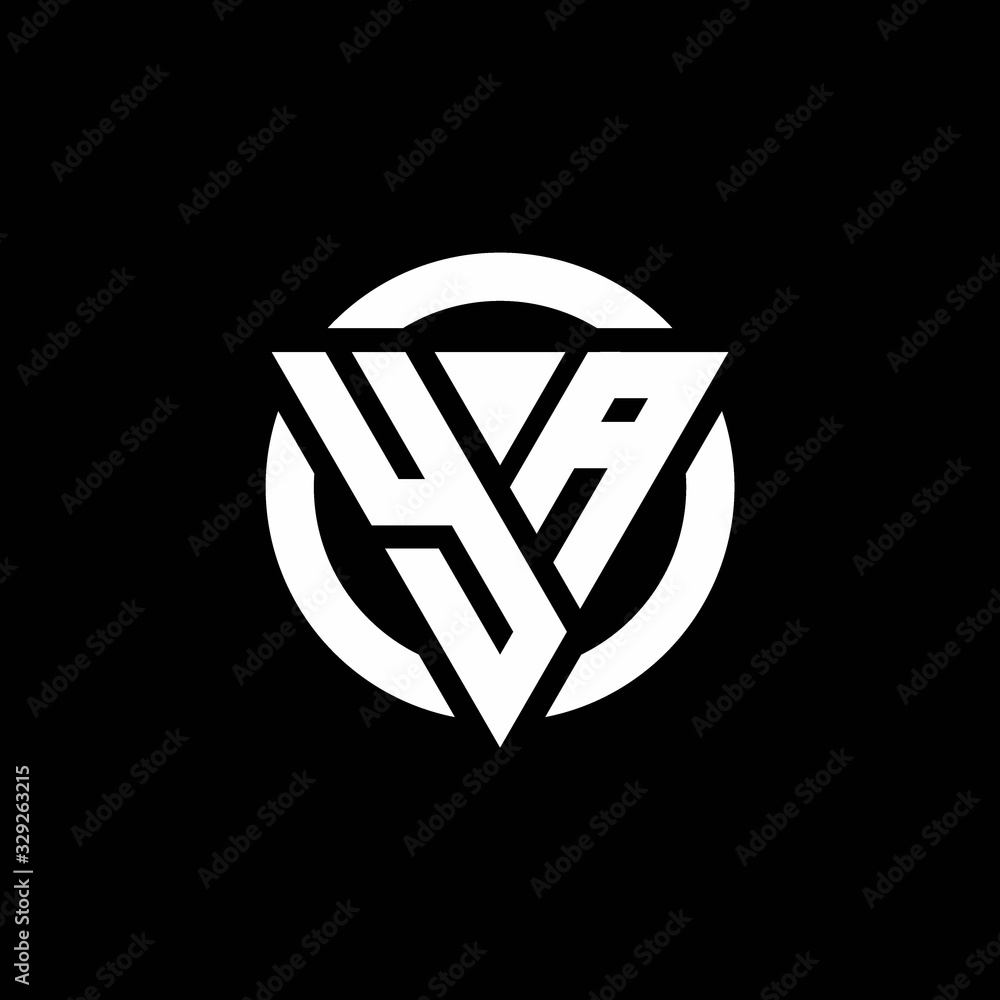 YA logo with triangle shape and circle rounded design template Stock ...