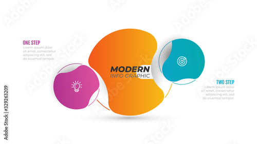 Creative Infographic modern template. Business concept with 2 options, steps and marketing icons. Vector illustration. Can be used for info chart, graph, web design.