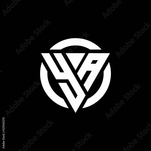 YA logo with triangle shape and circle rounded design template