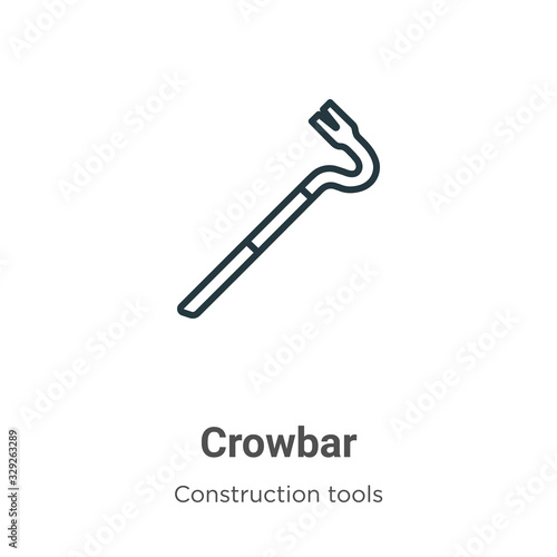 Crowbar outline vector icon. Thin line black crowbar icon, flat vector simple element illustration from editable tools concept isolated stroke on white background