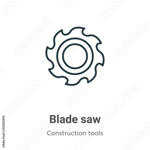 Blade saw outline vector icon. Thin line black blade saw icon, flat vector simple element illustration from editable construction concept isolated stroke on white background