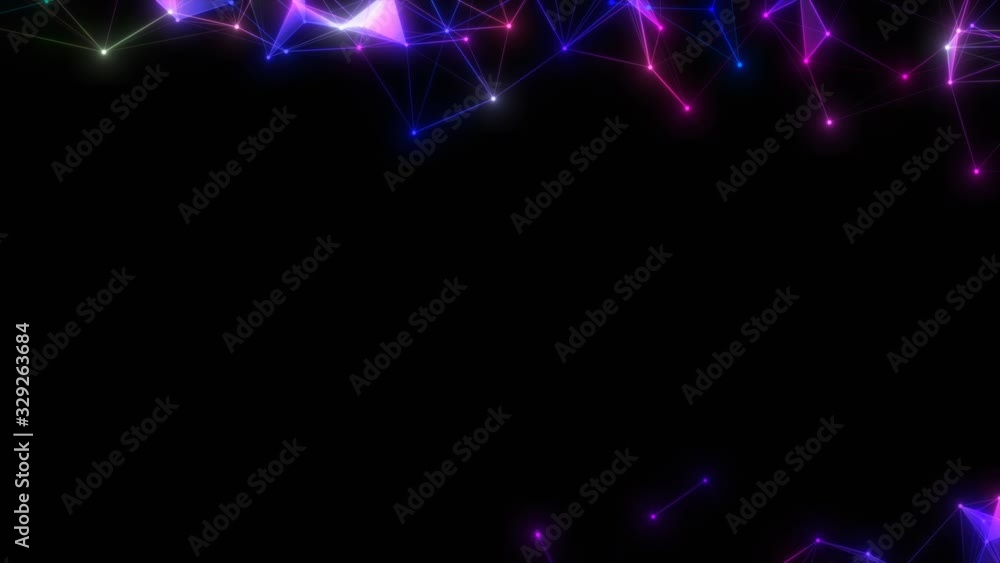 Two polygonal abstract light schemes converge and diverge against a dark background. Two polygonal abstract light schemes converge and diverge against a dark background.