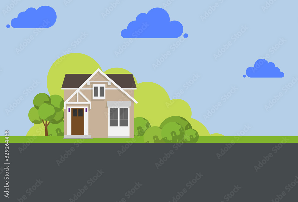 House exterior vector illustration, front view.