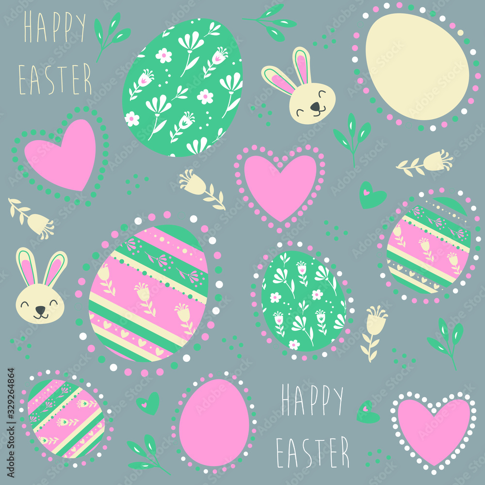 Easter collage, easter eggs, greeting card, vector graphic Easter collage, easter eggs, greeting card, vector graphic