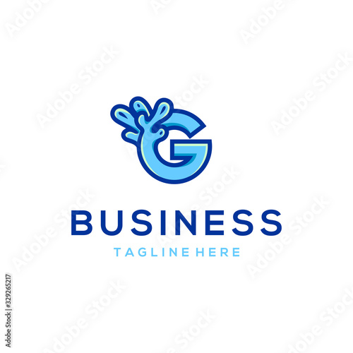 Letter G Water Splash Nature Creative Illustration Business Logo