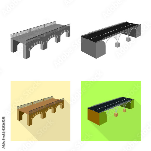 Vector illustration of connection and design icon. Set of connection and side stock symbol for web.