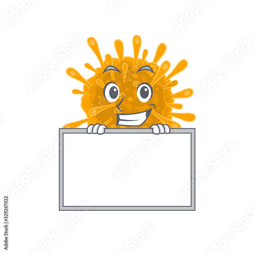 Smiley coronaviruses cartoon character style bring board