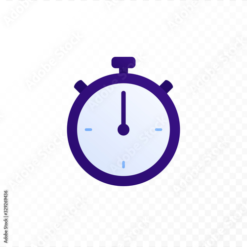 Stopwatch ui and infographic element. Clock meter concept. Black and blue color clock icon isolated on transparent background. Design for presentation, web, banner, interface.