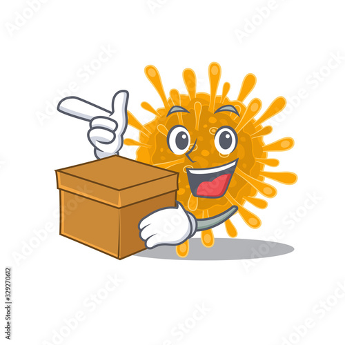 Coronaviruses cartoon design style having a box