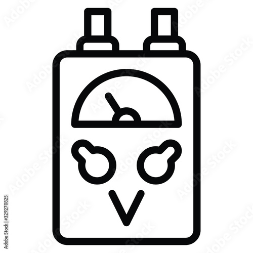 Power Volt Meter Concept, Current measurment device Vector icon design, high accuracy and user self-calibration relative loss measurements with 2 connector on white background