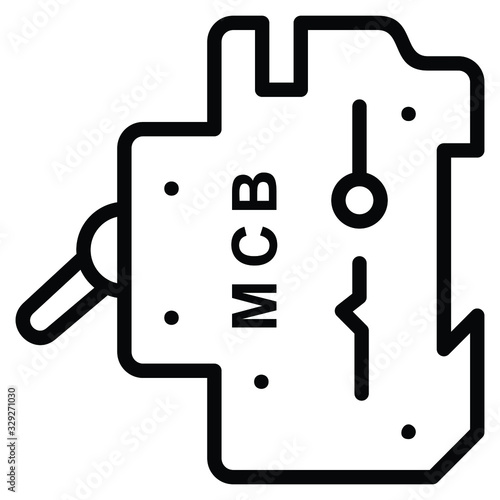 Miniature Circuit Breaker 10A 400V Concept, Side View of automatically operated electrical switch button on white background, Power overload or short circuit protection device vector icon design