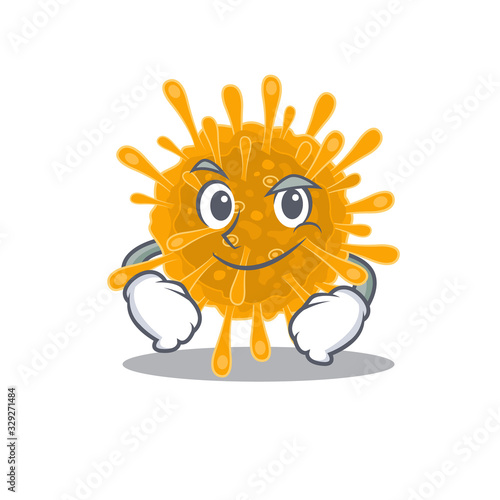 Funny coronaviruses mascot character showing confident gesture