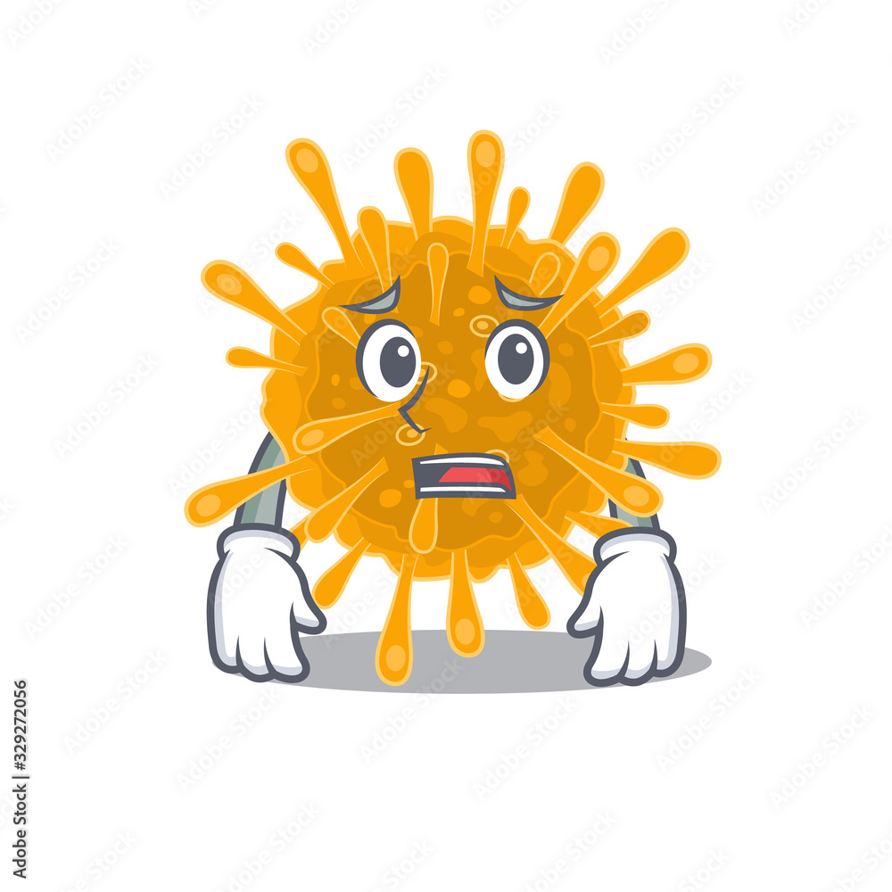 Cartoon picture of coronaviruses showing anxious face