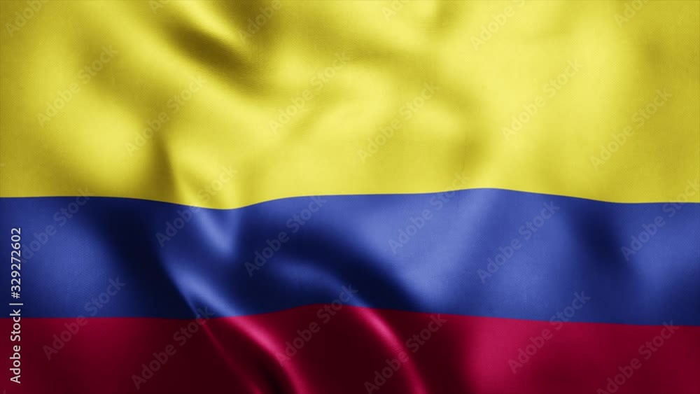 Loop animation of Photo Realistic fabric waving flag of Colombia Ultra HD 4K Colombian National Flag Loop animation of Photo Realistic fabric waving flag of Colombia Ultra HD 4K Colombian National Flag
