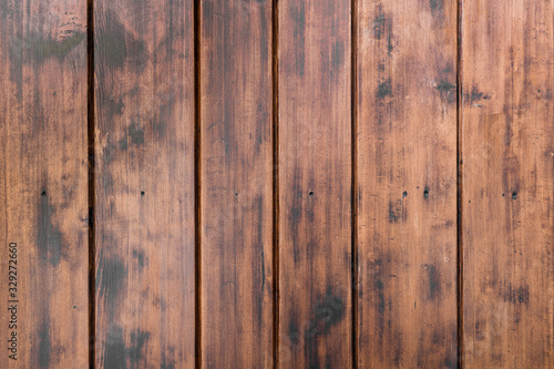 Brown painted natural wood with grains for background, banner and texture. © Sondem