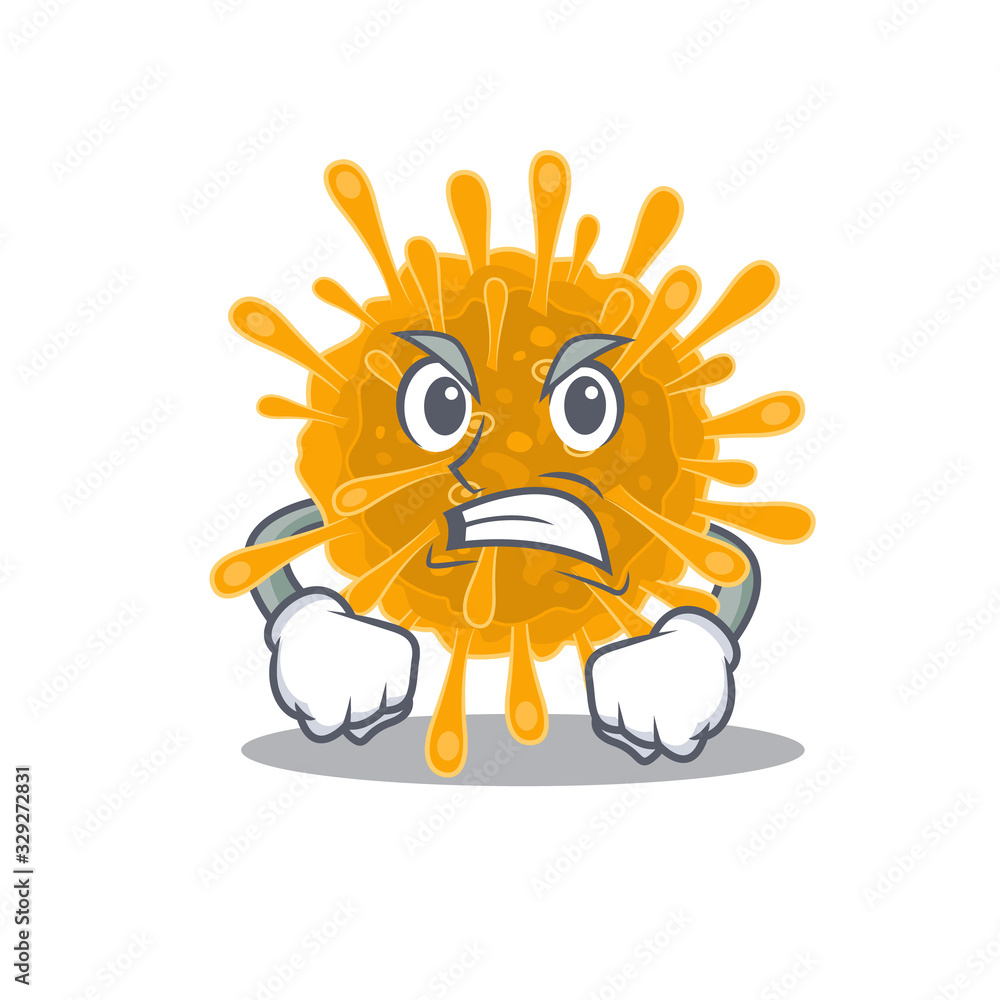 Coronaviruses cartoon character design with angry face