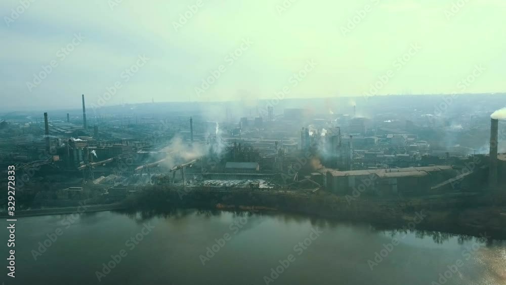 metallurgical plant production of smoke from pipes poor ecology aerial video metallurgical plant production of smoke from pipes poor ecology aerial video
