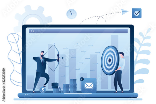 Marketing concept background. Targeting,reaching audience, promotion. Advertising campaign - from business to consumer