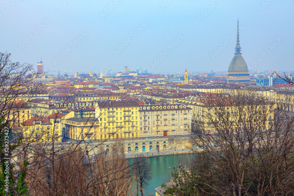 Turin view of the city and river Po 
