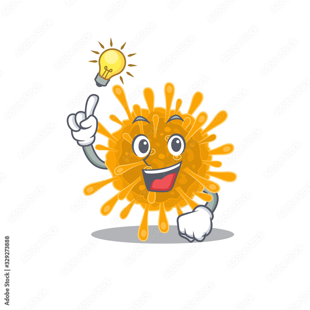 Have an idea gesture of coronaviruses mascot character design