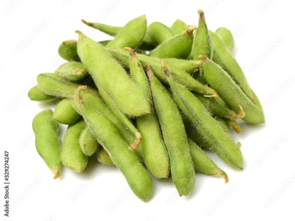 green soy bean on white background green soy bean on white background