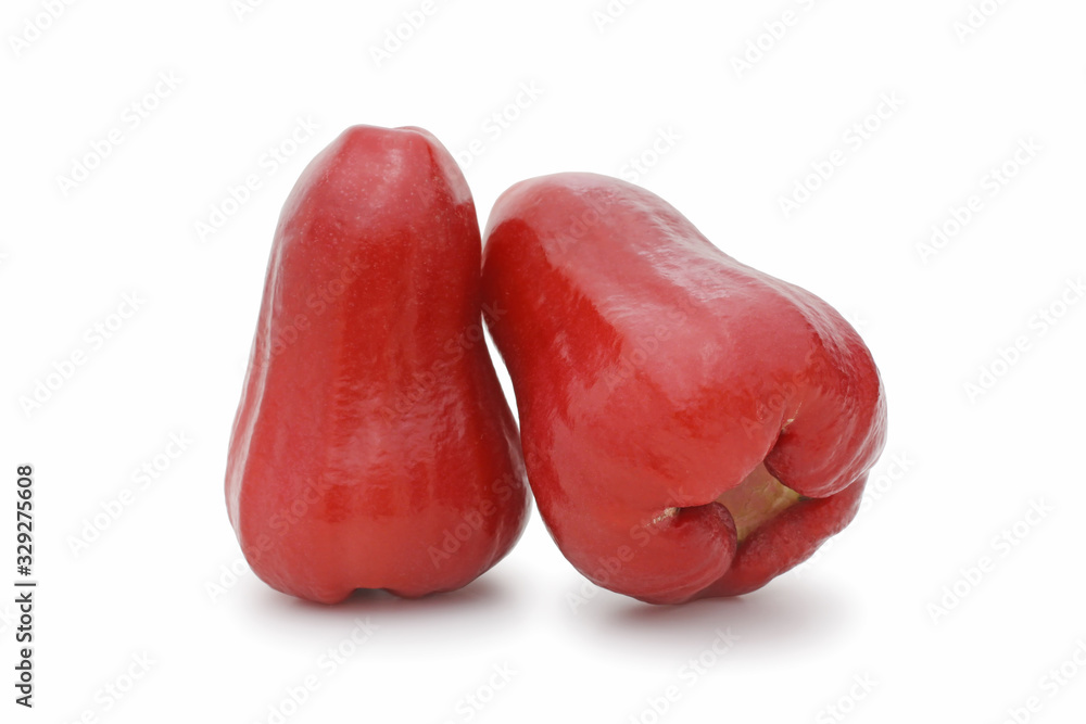 Two of rose apples, chomphu or thailand apple fruit isolated on white background Two of rose apples, chomphu or thailand apple fruit isolated on white background