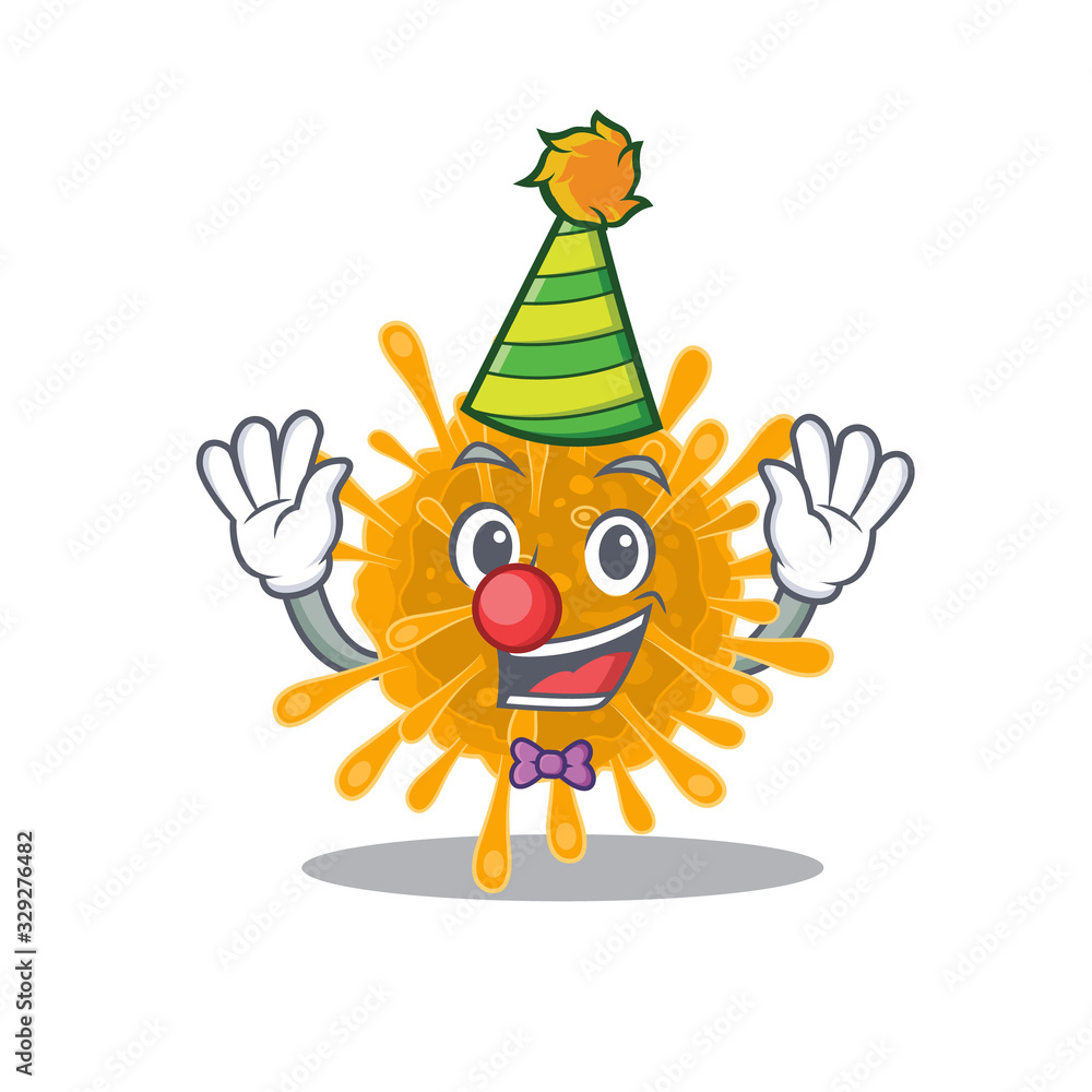 Fototapeta premium Cute and Funny Clown coronaviruses cartoon character mascot style