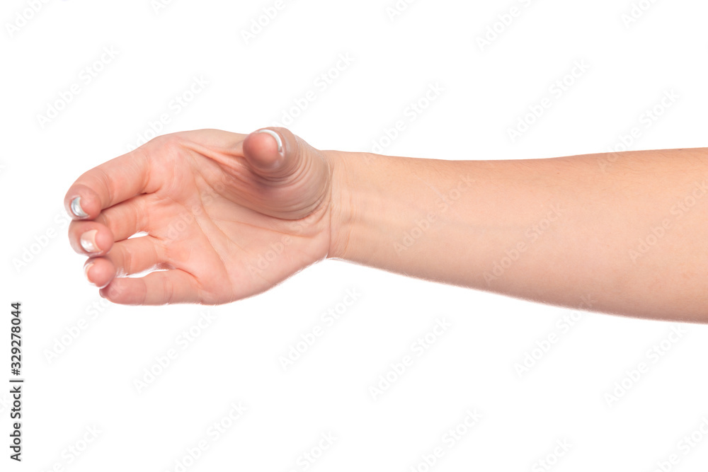 female hand isolated on white background showing hand gestures - Image female hand isolated on white background showing hand gestures - Image