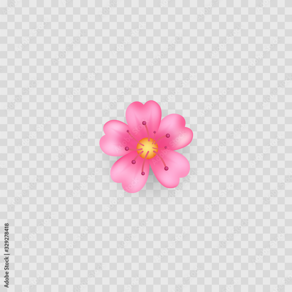 Pink flower icon emoji. Isolated on white. Vector Stock Vector Adobe