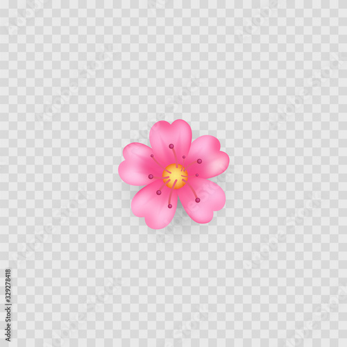 Pink flower icon emoji. Isolated on white. Vector