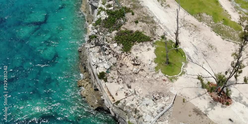 NASSAU, BAHAMAS - MAY 3, 2018: Beautiful aerial ocean view near historic Clifton Heritage National Park NASSAU, BAHAMAS - MAY 3, 2018: Beautiful aerial ocean view near historic Clifton Heritage National Park