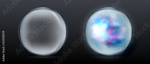 Magical crystal orbs. Glowing magic ball. Vector illustration