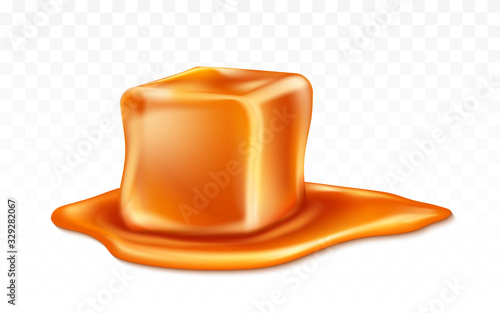 Caramel candy and caramel sauce isolated on transparent background