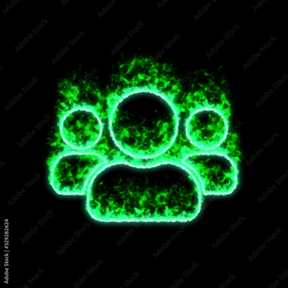 The symbol users burns in green fire The symbol users burns in green fire