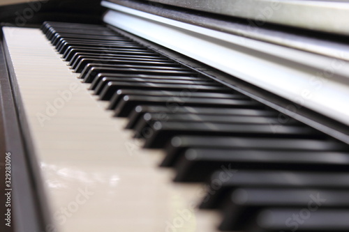  A classic piano in an empty room