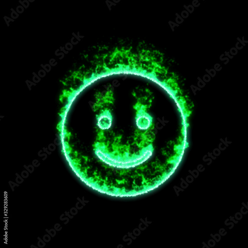 The symbol smile burns in green fire