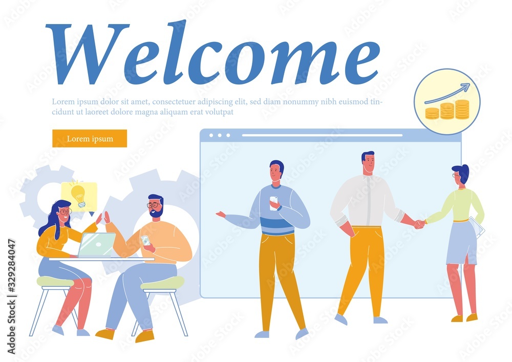 Inscription and Friendly Successful Business Team Working