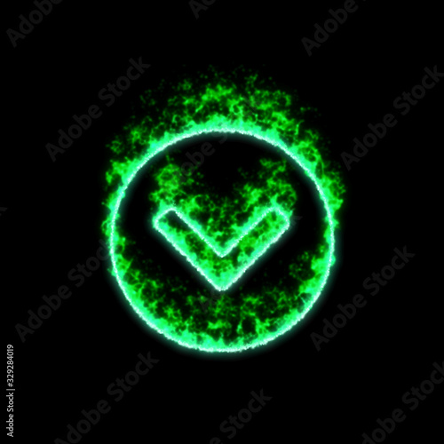 Wallpaper Mural The symbol chevron circle down burns in green fire Torontodigital.ca