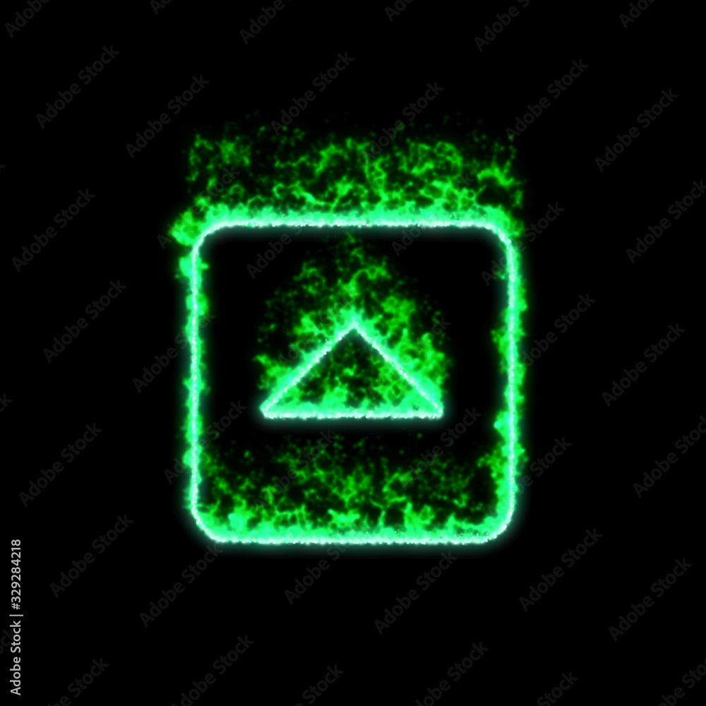 The symbol caret square up burns in green fire The symbol caret square up burns in green fire