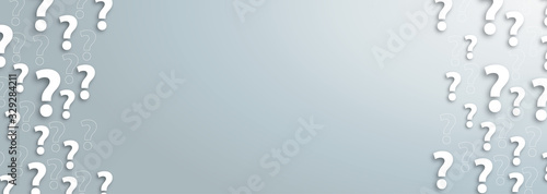 White Question Marks Gray Centre Header