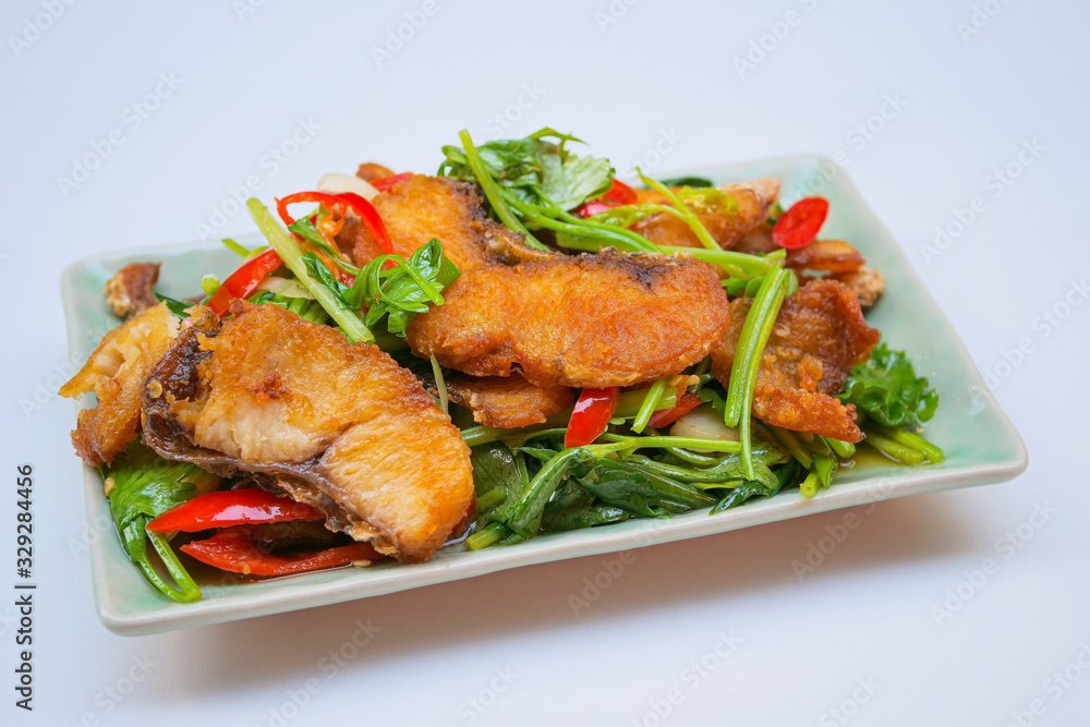 Stir fried sea bass with celery