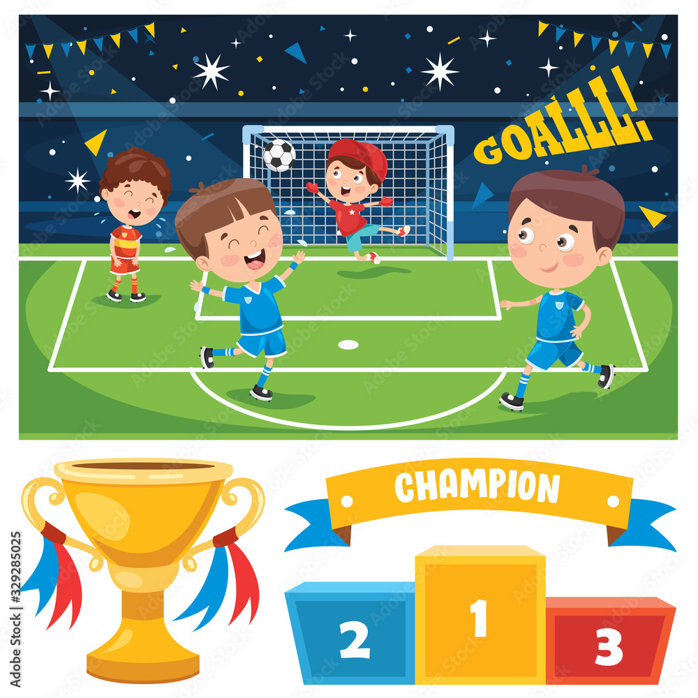 Fototapeta premium Little Boys And Championship Elements