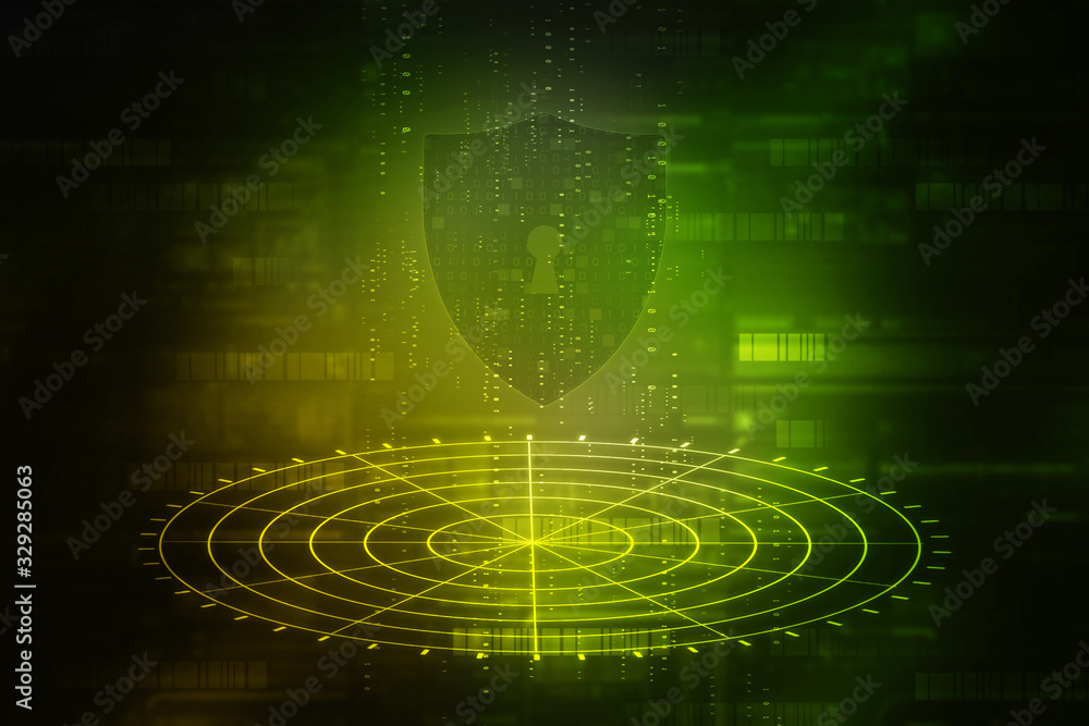 2d illustration technology cyber security in shield 2d illustration technology cyber security in shield