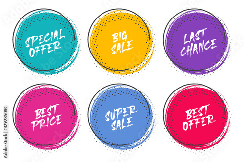 Set of grunge circles with halftone for promotion and commerce