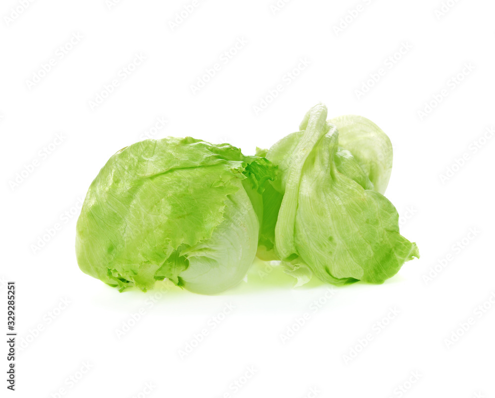Fresh green lettuce leafs isolated on white background Fresh green lettuce leafs isolated on white background