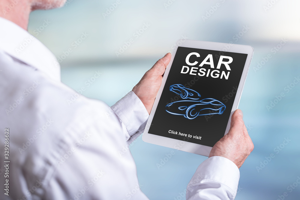 Car design concept on a tablet Car design concept on a tablet