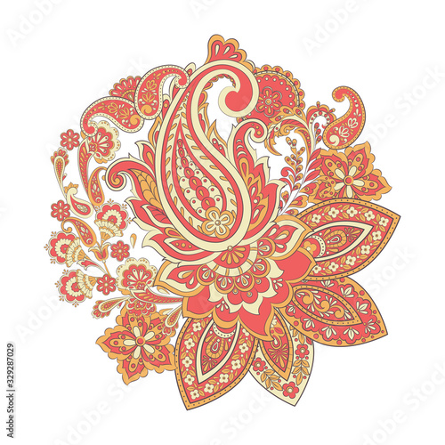 Damask Paisley Floral isolated vector ornament