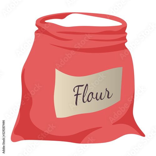 Flour bag, open sack with white baking powder
